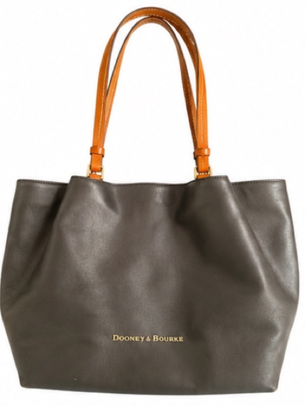 Dooney & Bourke Florentine Leather Shopper Tote Black with Tan Strap